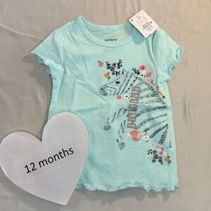 Carter's - NWT - Aqua Zebra Print Kids T-Shirt